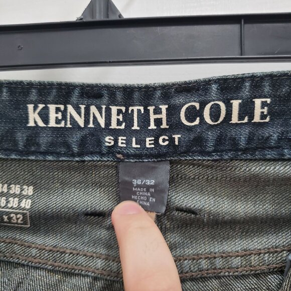 Kenneth Cole Select Men's Indigo Wash Distressed Straight Leg Jeans Size 36x32 - Picture 6 of 10